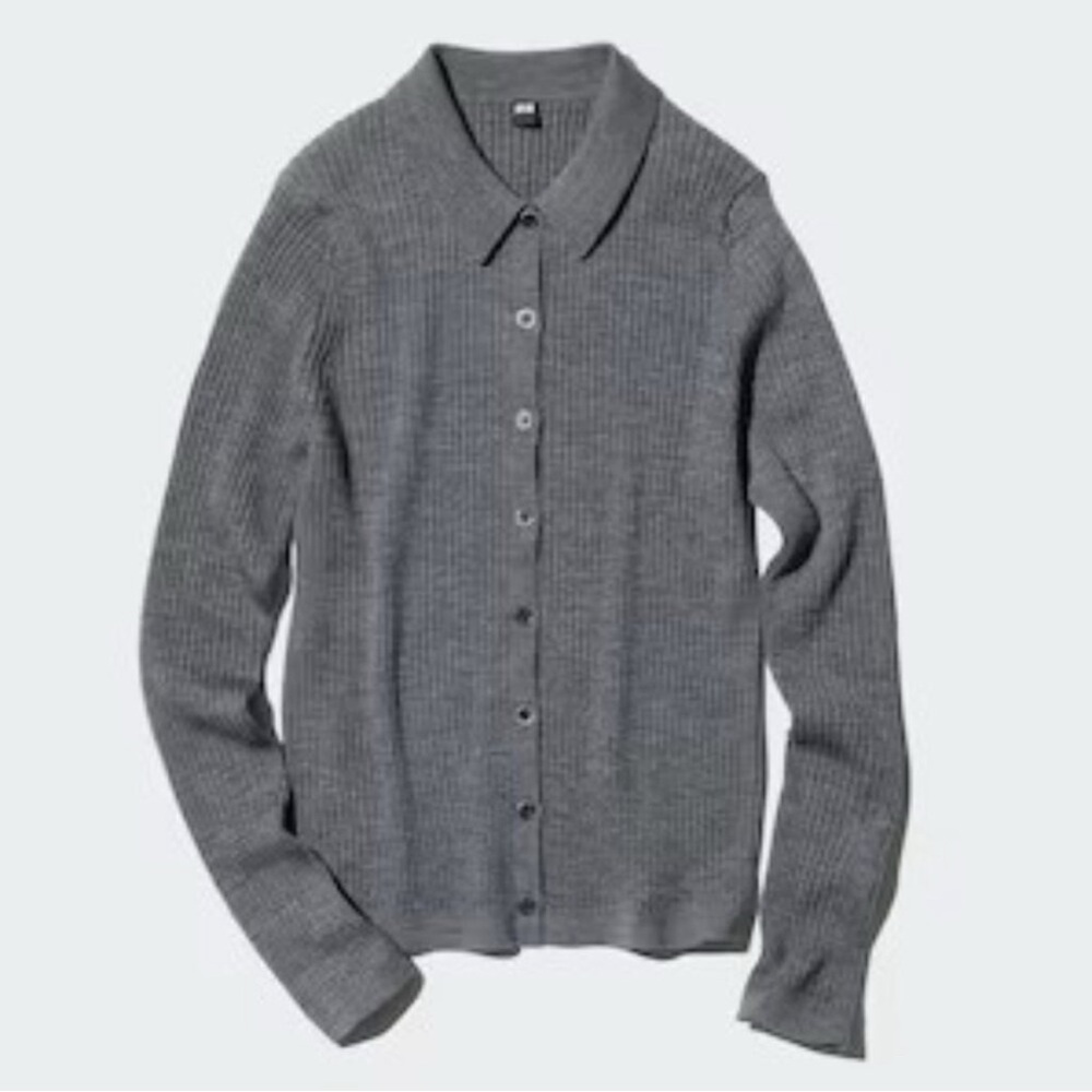 Uniqlo | EXTRA FINE MERINO RIBBED POLO CARDIGAN | M